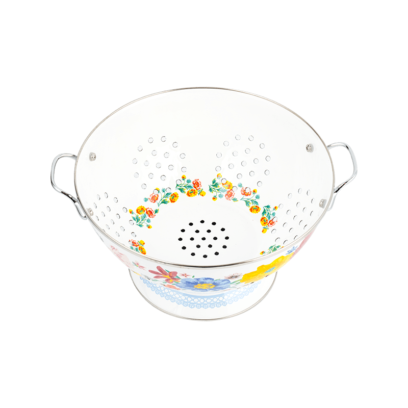 Panier de fruits en émail vintage