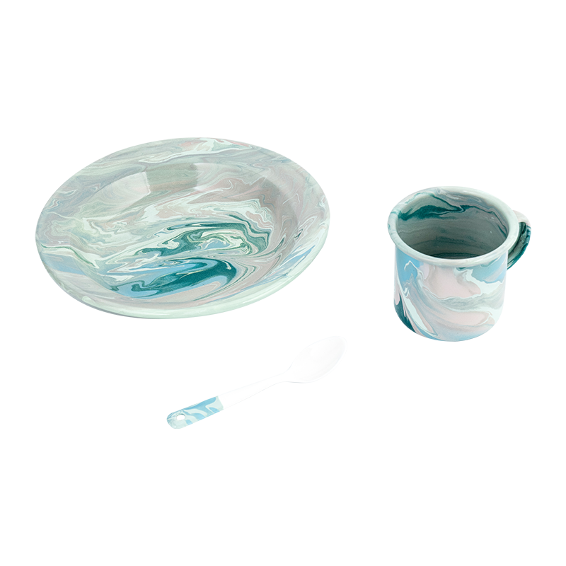 Ensemble de théières en émail floral européen